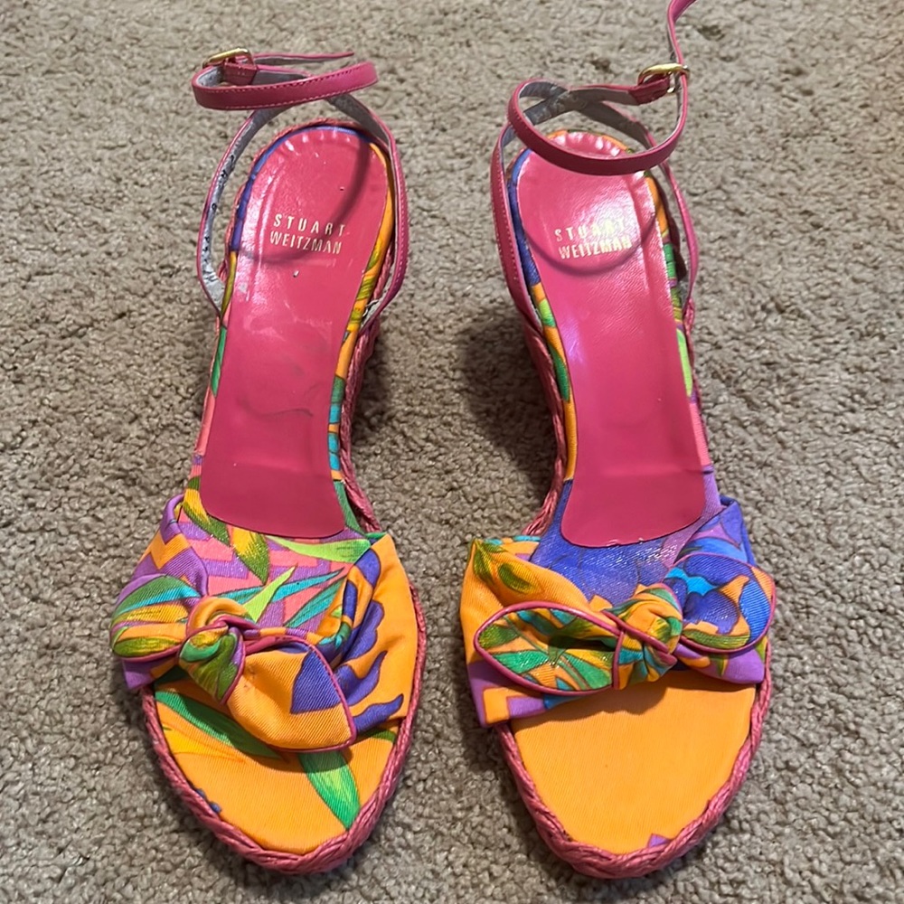 Colorful Stuart Weitzman espadrille wedge